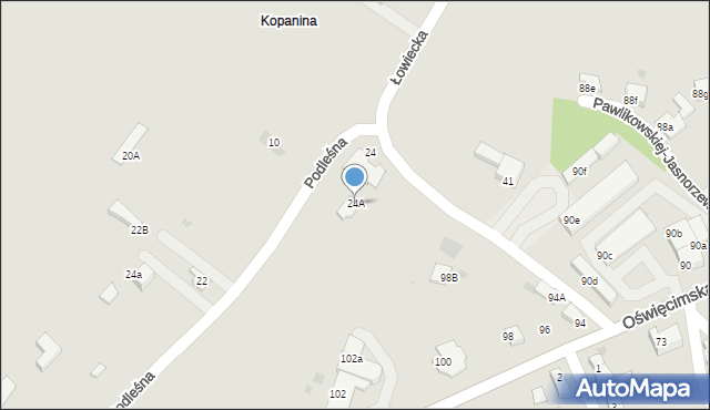 Chrzanów, Łowiecka, 24A, mapa Chrzanów