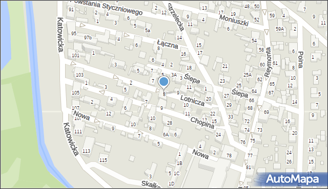 Czeladź, Lotnicza, 8, mapa Czeladź