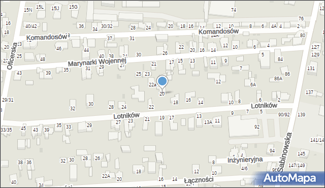 Częstochowa, Lotników, 20, mapa Częstochowy