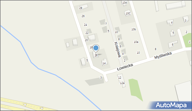 Długołęka, Łowiecka, 16, mapa Długołęka