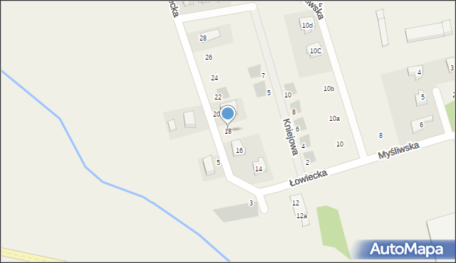 Długołęka, Łowiecka, 18, mapa Długołęka