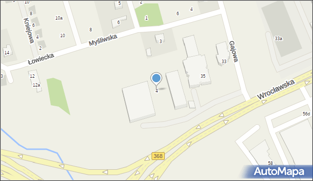 Długołęka, Łowiecka, 4, mapa Długołęka