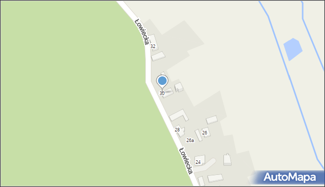 Drogomyśl, Łowiecka, 30, mapa Drogomyśl