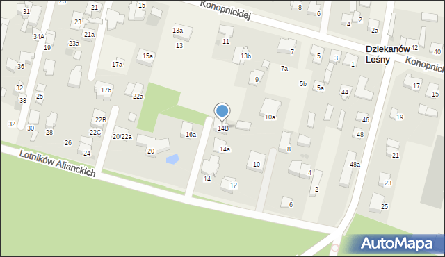 Dziekanów Leśny, Lotników Alianckich, 14B, mapa Dziekanów Leśny