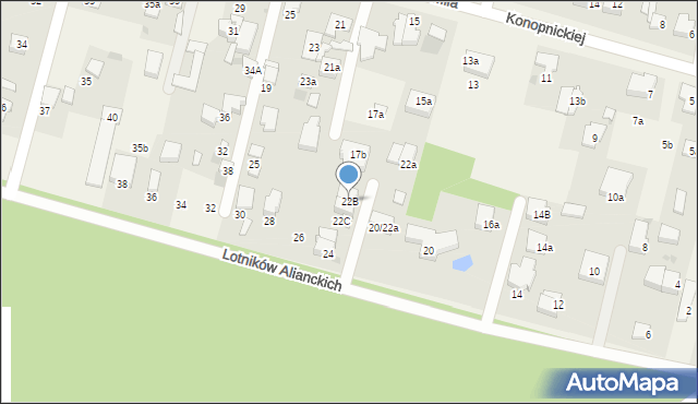 Dziekanów Leśny, Lotników Alianckich, 22B, mapa Dziekanów Leśny