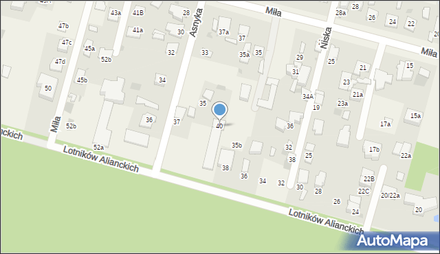 Dziekanów Leśny, Lotników Alianckich, 40, mapa Dziekanów Leśny