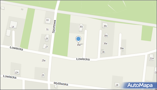 Frydek, Łowiecka, 30a, mapa Frydek