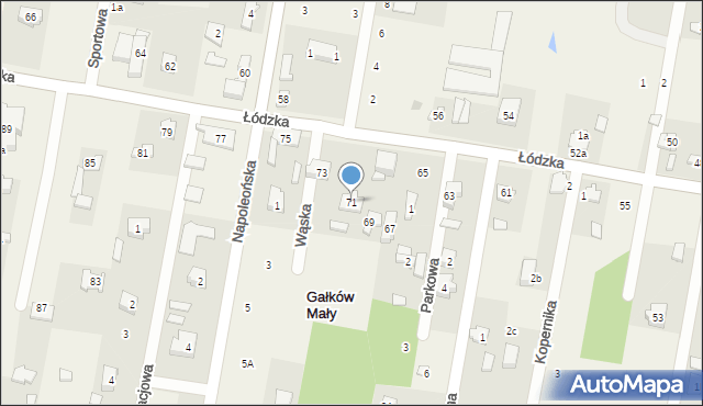 Gałków Mały, Łódzka, 71, mapa Gałków Mały