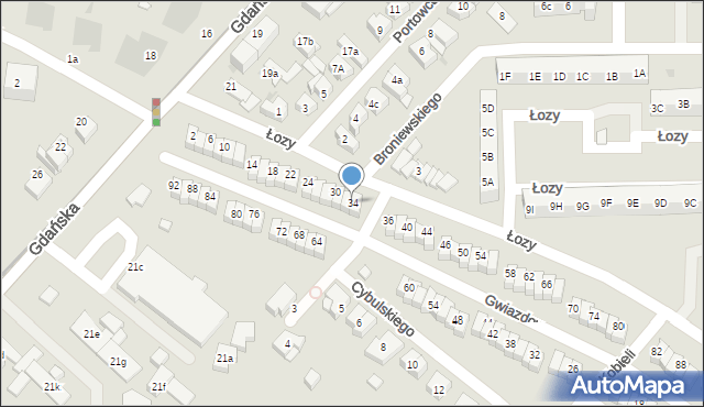 Gdańsk, Łozy, 34, mapa Gdańska