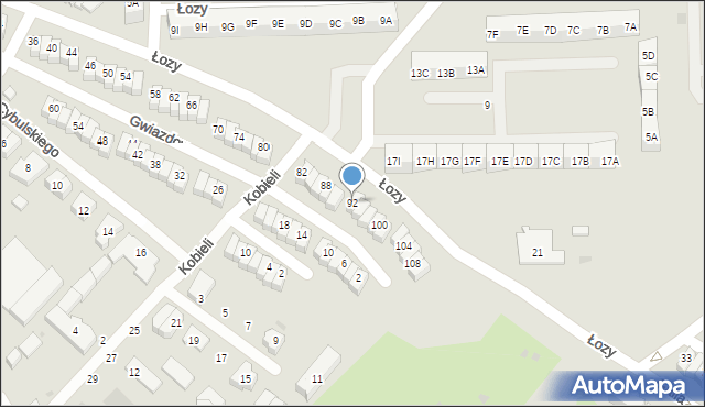 Gdańsk, Łozy, 92, mapa Gdańska
