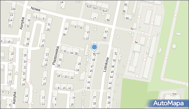 Gliwice, Lotników, 51, mapa Gliwic