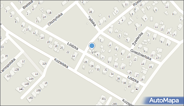 Gliwice, Łódzka, 3, mapa Gliwic
