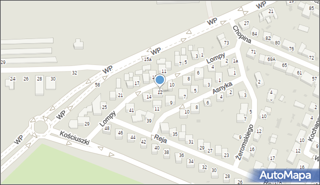 Głogów, Lompy Józefa, 12, mapa Głogów