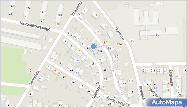 Głogów, Lotników, 17, mapa Głogów