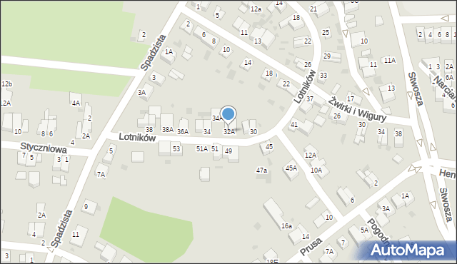 Głogów, Lotników, 32A, mapa Głogów