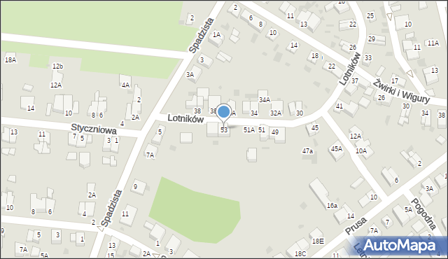 Głogów, Lotników, 53, mapa Głogów