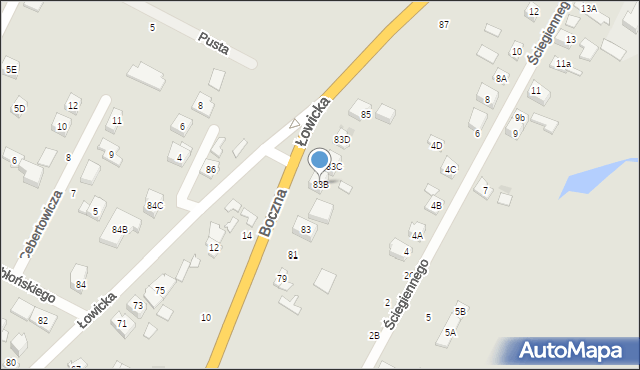 Głowno, Łowicka, 83B, mapa Głowno