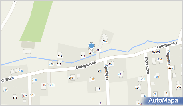 Godziszka, Łodygowska, 491, mapa Godziszka
