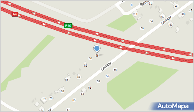 Gogolin, Lompy Józefa, 58, mapa Gogolin