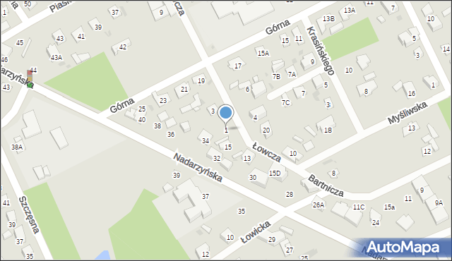 Grodzisk Mazowiecki, Łowcza, 1, mapa Grodzisk Mazowiecki