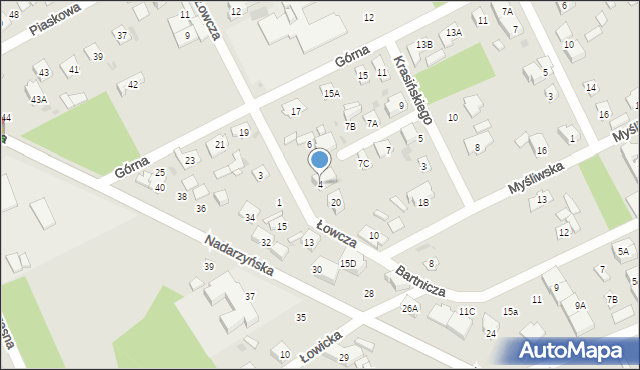 Grodzisk Mazowiecki, Łowcza, 4, mapa Grodzisk Mazowiecki