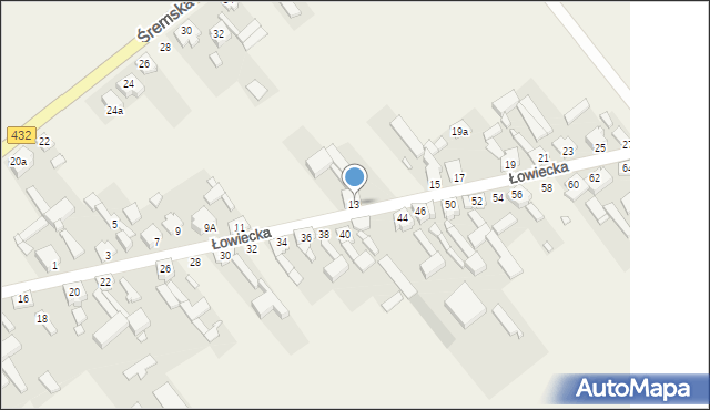 Jerka, Łowiecka, 13, mapa Jerka