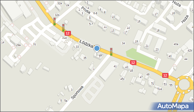 Kalisz, Łódzka, 37a, mapa Kalisza