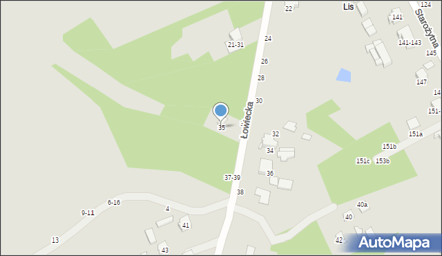 Kalisz, Łowiecka, 35, mapa Kalisza