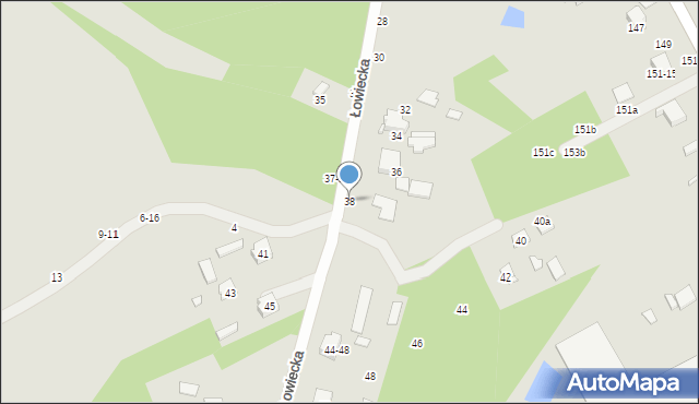 Kalisz, Łowiecka, 38, mapa Kalisza