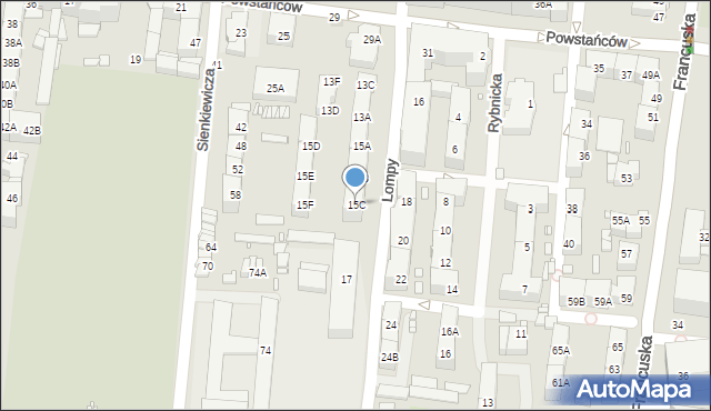 Katowice, Lompy Józefa, 15C, mapa Katowic