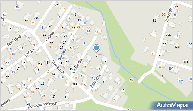 Katowice, Łowiecka, 9, mapa Katowic