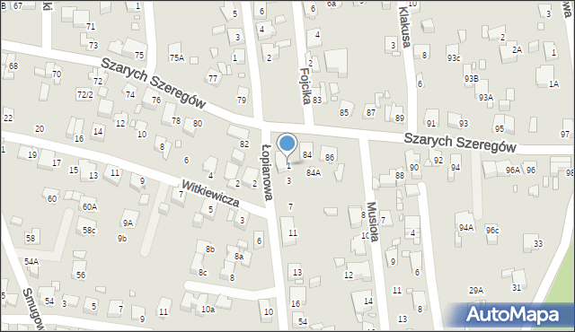 Katowice, Łopianowa, 1, mapa Katowic