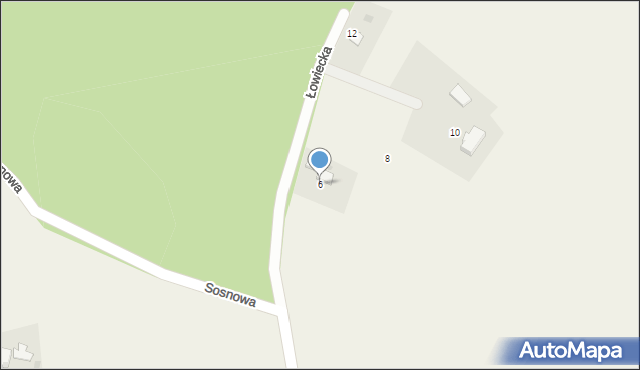 Kiczyce, Łowiecka, 6, mapa Kiczyce