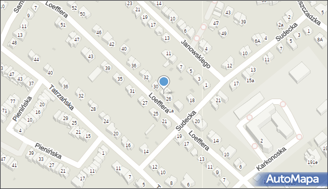 Kielce, Loefflera Franciszka, 28a, mapa Kielc