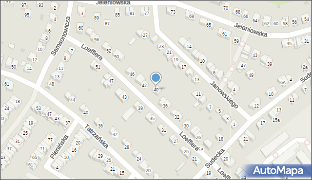 Kielce, Loefflera Franciszka, 40, mapa Kielc