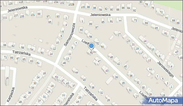 Kielce, Loefflera Franciszka, 51, mapa Kielc