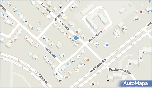 Kielce, Loefflera Franciszka, 7, mapa Kielc