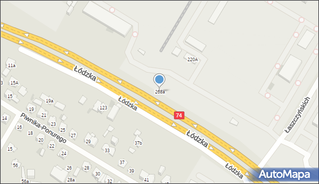 Kielce, Łódzka, 268a, mapa Kielc