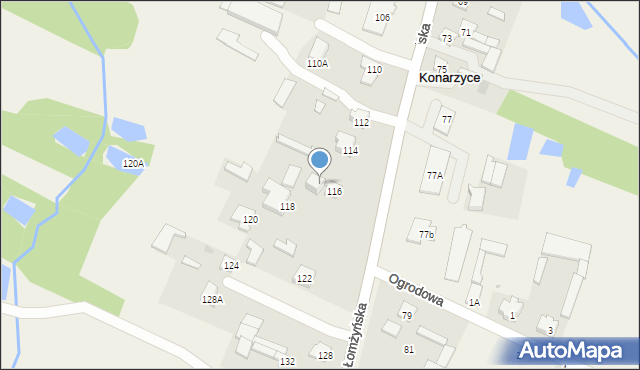 Konarzyce, Łomżyńska, 116A, mapa Konarzyce