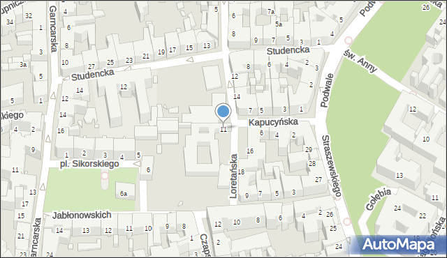 Kraków, Loretańska, 11, mapa Krakowa