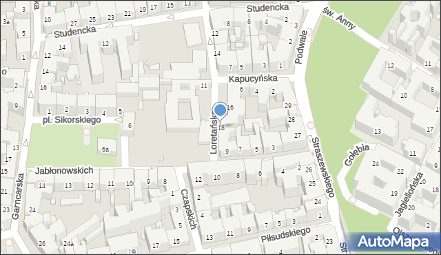 Kraków, Loretańska, 18, mapa Krakowa