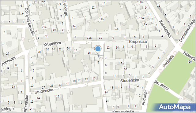 Kraków, Loretańska, 3, mapa Krakowa