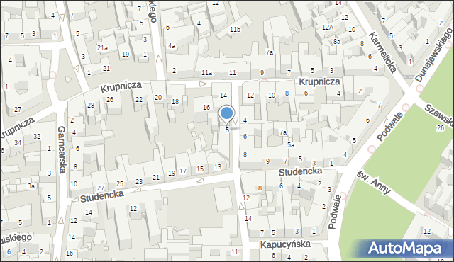 Kraków, Loretańska, 5, mapa Krakowa