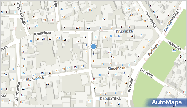 Kraków, Loretańska, 6, mapa Krakowa