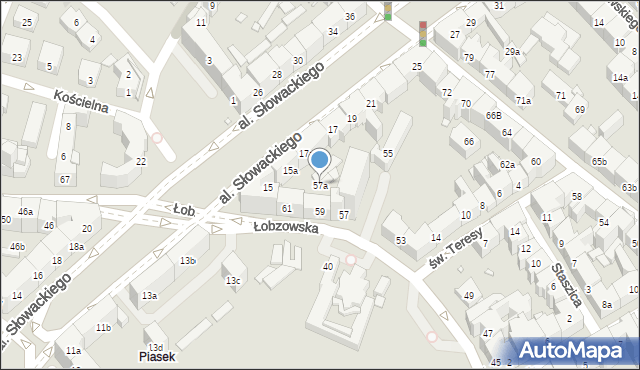 Kraków, Łobzowska, 57a, mapa Krakowa