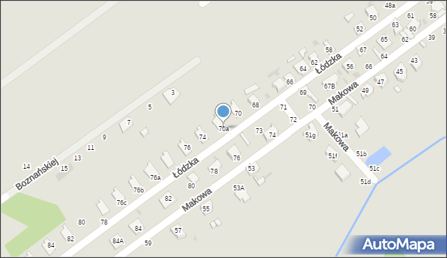 Kutno, Łódzka, 70a, mapa Kutno
