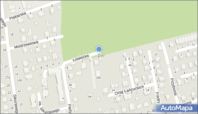Łańcut, Łowiecka, 6, mapa Łańcut