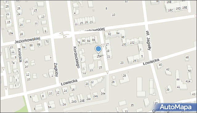 Leszno, Łowiecka, 15A, mapa Leszno