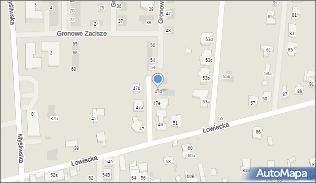 Leszno, Łowiecka, 47d, mapa Leszno