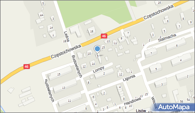 Lisów, Lompy Józefa, 3, mapa Lisów